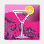 "TGIF Martini" (fuschia) by Cheryl Daniels Refrigerator Magnets