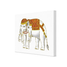 Thai Erawan White Elephant Stretched Canvas Prints