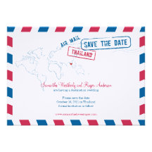 Thailand Air Mail Wedding Save The Date Personalized Announcement