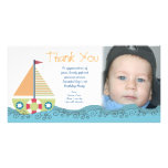 Thank You Baby Boy's 1st Birthday Party Photocard Photo Card Template