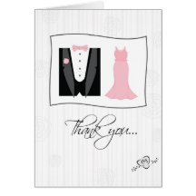 Thank You Being in Our Wedding, Tux, Dress, Pink Card
