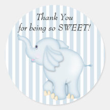 Thank You Blue Elephant Baby Shower Stickers
