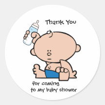 Thank You Boy Baby Shower Gift Tag Sticker