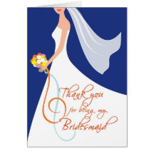 Thank you Bridesmaid - Navy Blue 3 Cards