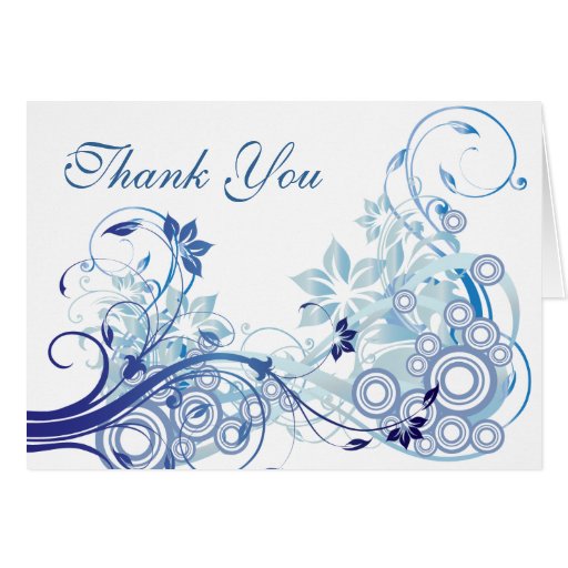 Thank You Card - Blue Flourish