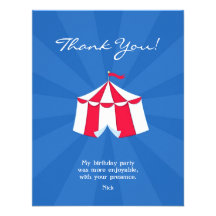 Thank You Circus / Carnival Flat Card Custom Invites