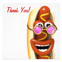Thank You! Cool Hippy Hot Dog Personalized Invites