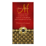 "Thank you" damask black red gold Photo Card Template