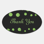 "Thank You" Dots in Shades of Green [a] Oval Sticker