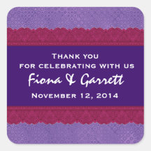 Thank You Double Lace Wedding Sticker