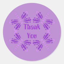 Thank You, dragonflies,purple, pink & mauve Round Stickers