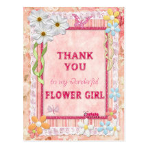 Thank you Flower Girl, flowers craft card Postcard