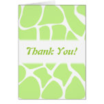 Thank You. Green and White Giraffe Pattern. Greeting Card