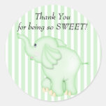Thank You Green Elephant Baby Shower Sticker