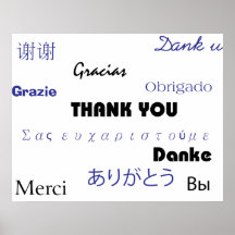 Thank You (in black and blue002) Print