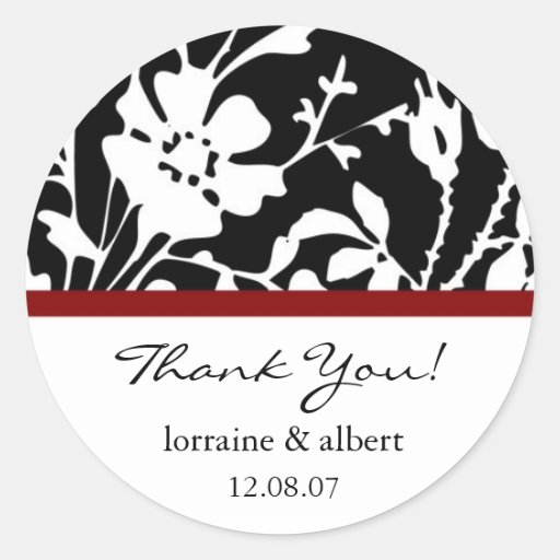 Thank You Labels, Black Floral Top Stickers
