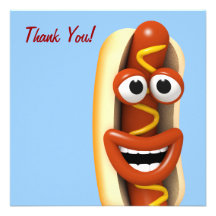 Thank You! Laughing Hot Dog - Thankyou Custom Invites