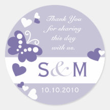 Thank You Monogram Wedding Favour Labels Round Stickers