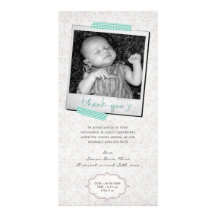 Thank You Note Baby Boy Blue Washi Tape Polaroid Photo Greeting Card