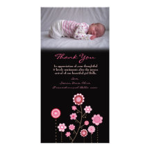 Thank You Note Baby Girl Pink Photo Card Template