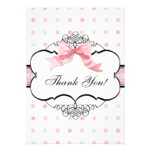 Thank You Note Cards - French Bow Dot Swirl vs2 Announcement