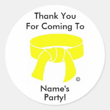 Thank You Party Sticker Martial Arts yellow custom