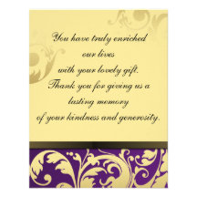 Thank You Photo Wedding Card Purple & Gold Floral Invites