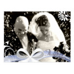 Thank You Photo Wedding Postcard Blue Ribbon