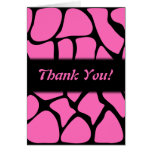 Thank You. Pink and Black Giraffe Pattern. Card