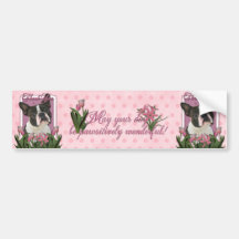 Thank You - Pink Tulips - Boston Terrier Bumper Stickers