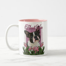 Thank You - Pink Tulips - Boston Terrier Mug