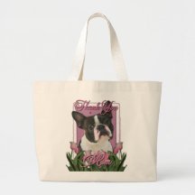 Thank You - Pink Tulips - Boston Terrier Tote Bags