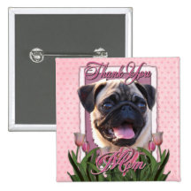 Thank You - Pink Tulips - Pug