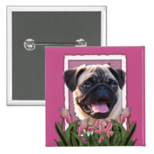 Thank You - Pink Tulips - Pug
