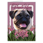 Thank You - Pink Tulips - Pug Card