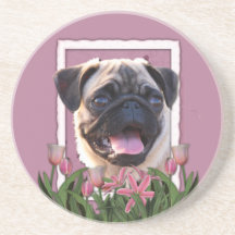 Thank You - Pink Tulips - Pug Coaster