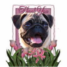 Thank You - Pink Tulips - Pug Cut Out