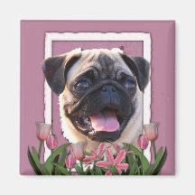 Thank You - Pink Tulips - Pug Magnet