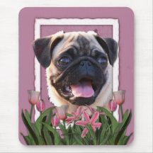 Thank You - Pink Tulips - Pug Mousepads