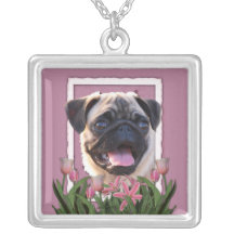 Thank You - Pink Tulips - Pug Pendants