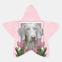 Thank You - Pink Tulips - Weimeraner - Blue Eyes Sticker