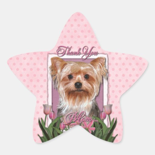 Thank You - Pink Tulips - Yorkshire Terrier Sticker
