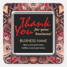 Thank You Psychedelic Grain Busines Square sticker