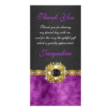 "thank you" purple black wedding party photo card