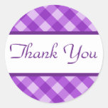 Thank You Purple Plaid Sticker