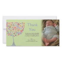 Thank You Retro Tree New Baby Gift Photocard Personalized Photo Card