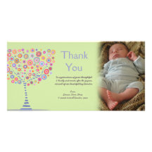 Thank You Retro Tree New Baby Gift Photocard Personalized Photo Card
