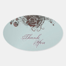 Thank You Seal Black &  Red Rose Floral Wedding Sticker