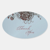 Thank You Seal Black &  Red Rose Floral Wedding Stickers