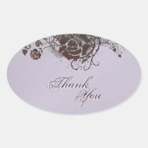 Thank You Seal Black &  Red Rose Floral Wedding Stickers